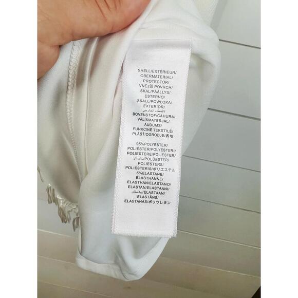 Adrianna Papell White Sleeveless Halter Neck Fringe Trim Dress Bodycon Size US 8 - Picture 12 of 13